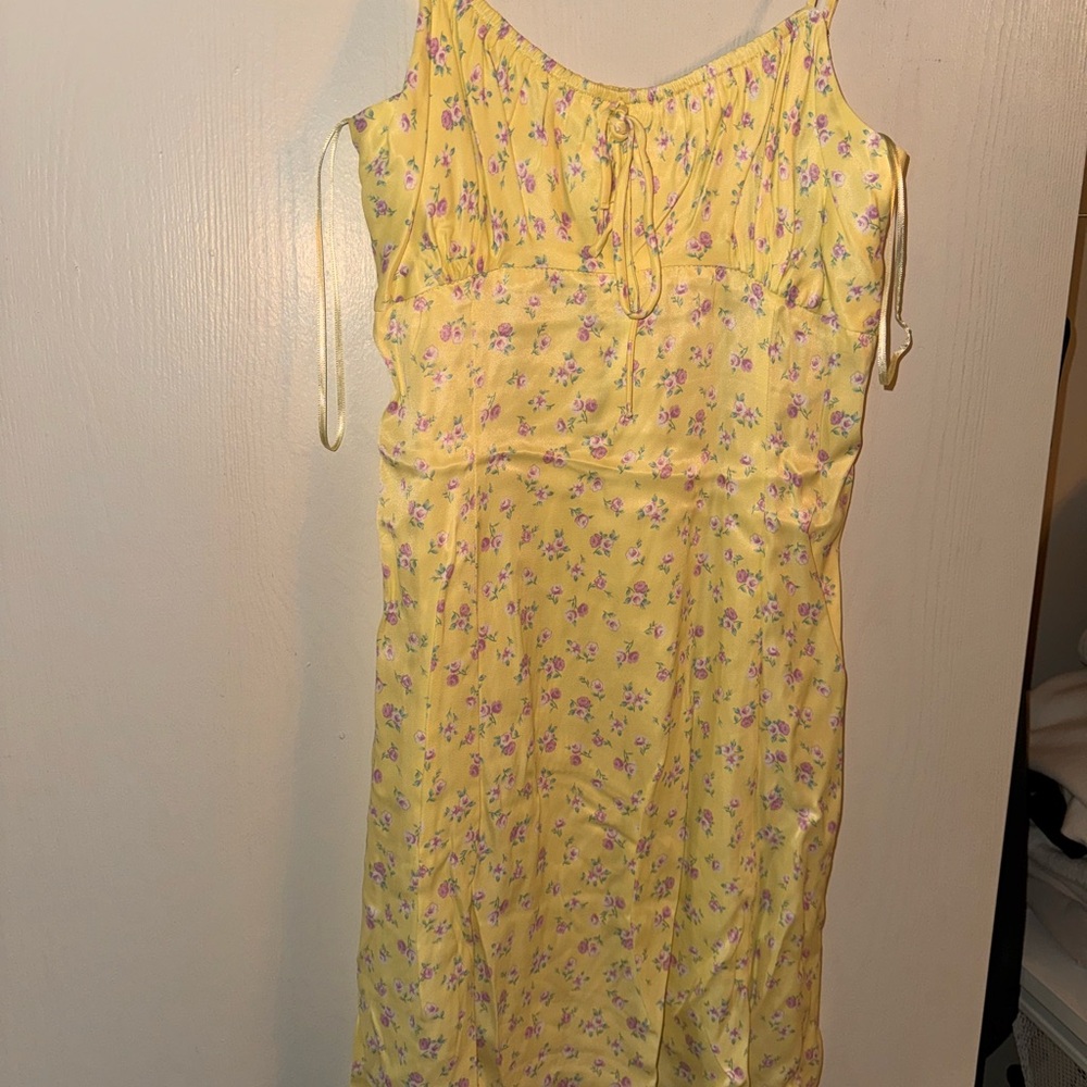 Yellow Floral Sleeveless Dress